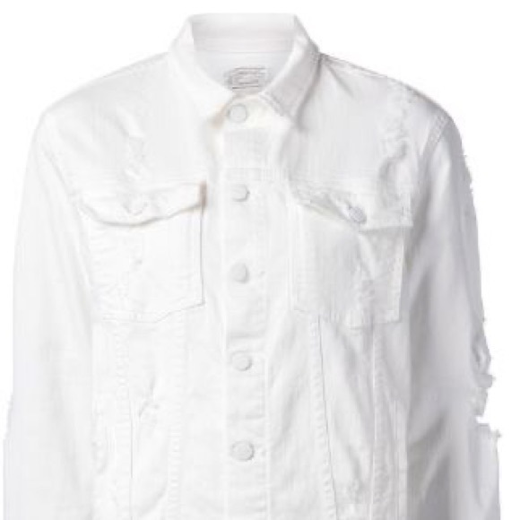 CURRENT/ELLIOT Oversized White Trucker Denim Jacket, White Tattered - 1, Small - Picture 15 of 16